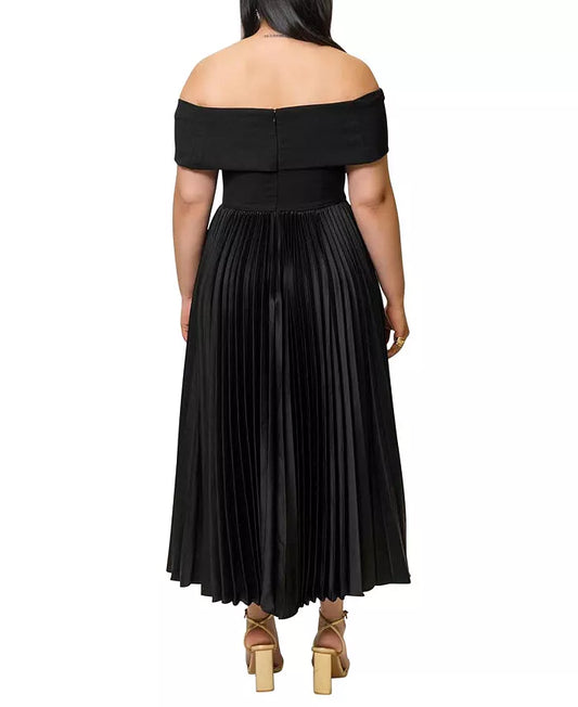 Hutch Plus Size Off The Shoulder Pleated Dress