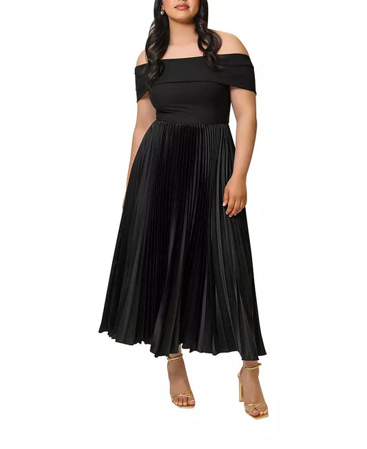 Hutch Plus Size Off The Shoulder Pleated Dress