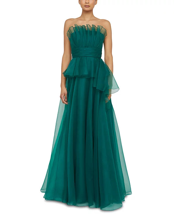 Theia Fan Bodice Gown