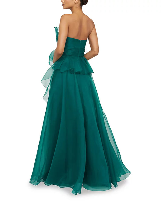 Theia Fan Bodice Gown