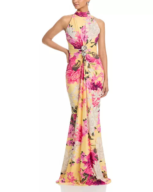 Chiara Boni La Petite Robe Floral Halter Gown