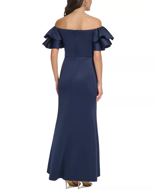 Eliza J Ruffled Sleeve Off the Shoulder Mermaid Gown