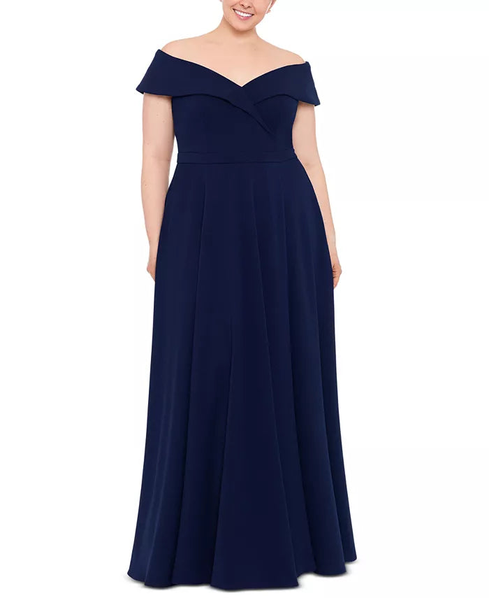 Xscape Plus Size Sweetheart Neck Off-The-Shoulder Gown