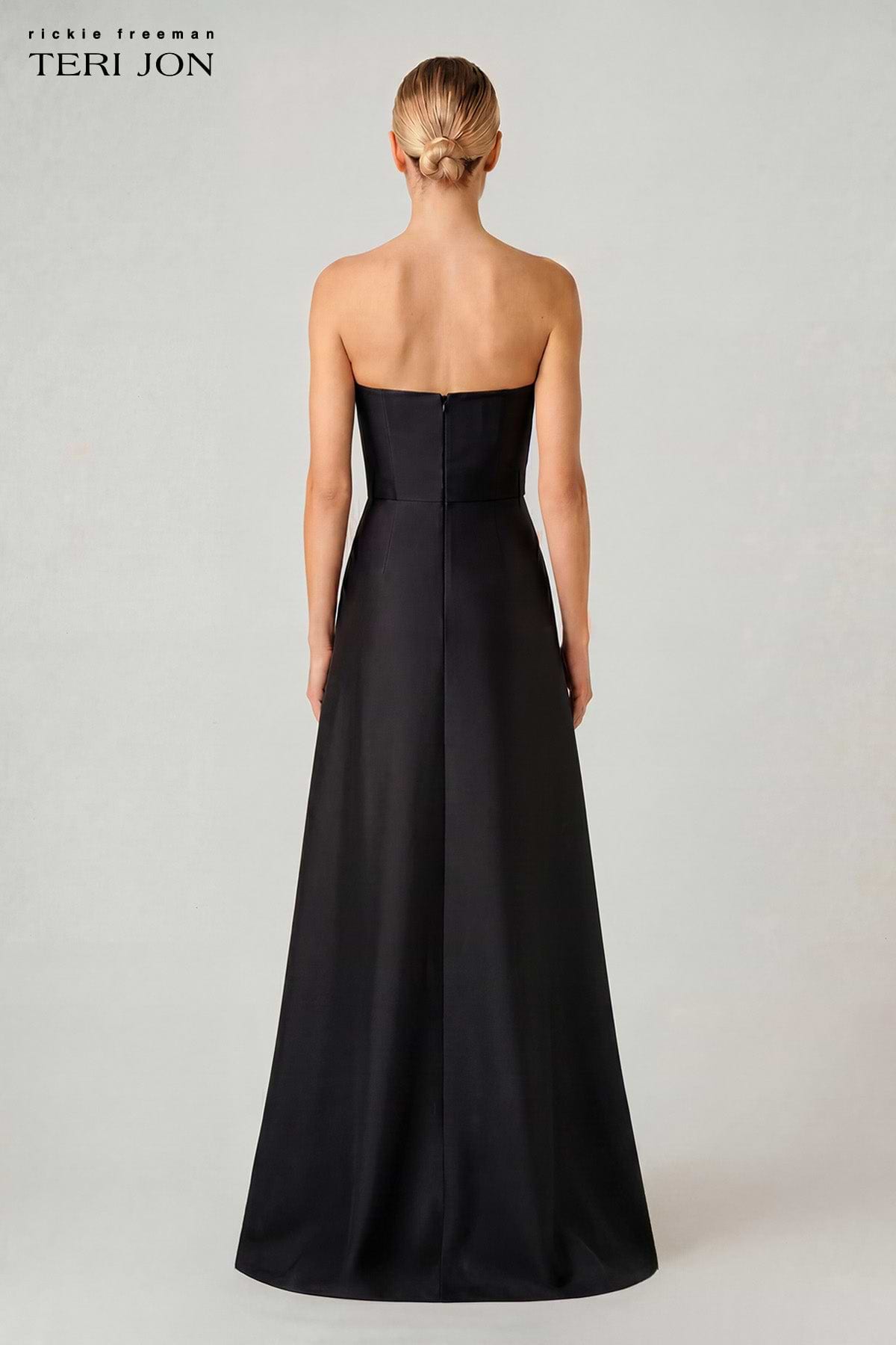 Teri Jon Strapless Beaded Floral Gown