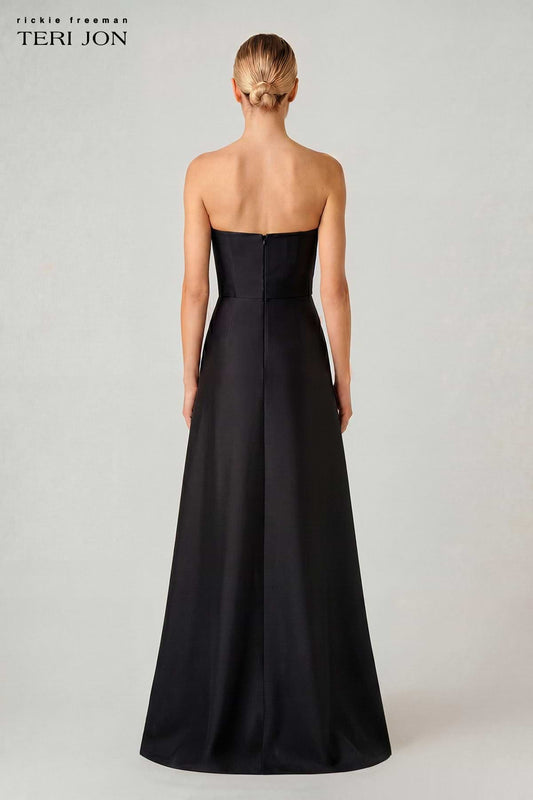 Teri Jon Strapless Beaded Floral Gown