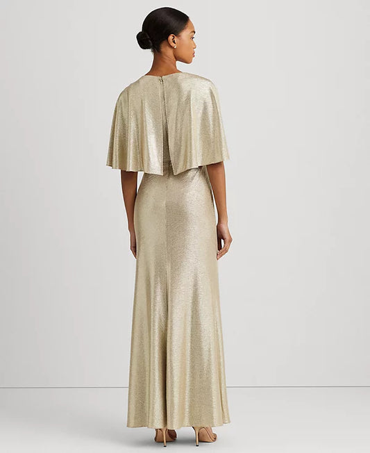Lauren Ralph Lauren Twist Front Cape Overlay Gown