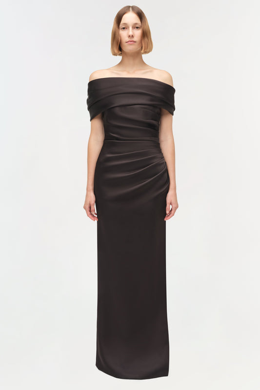 Simkhai Off Shoulder Draped Satin Gown