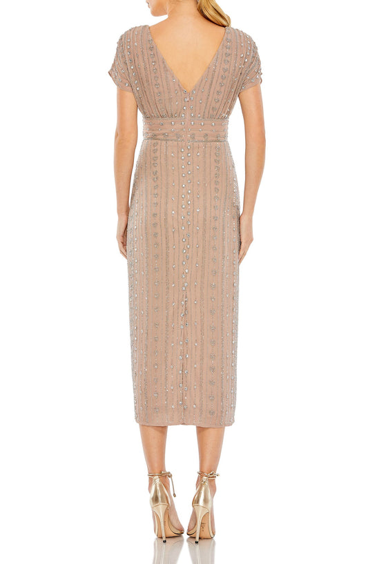 Mac Duggal Beaded Empire Waist Cocktail Dress