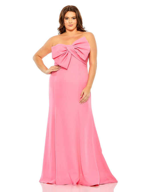 Mac Duggal Plus Size Bow Front Crepe Dress