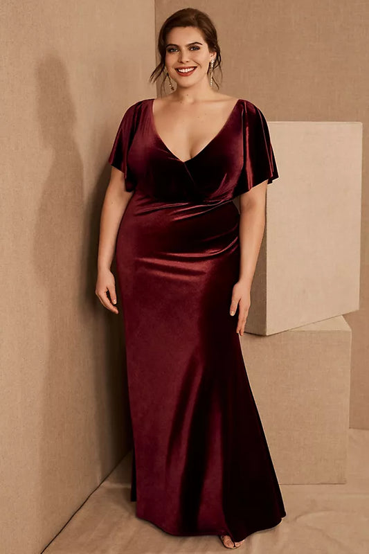 Jenny Yoo Open-Back Velvet Gown