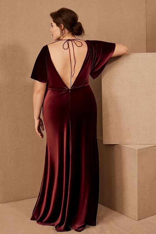 Jenny Yoo Open-Back Velvet Gown