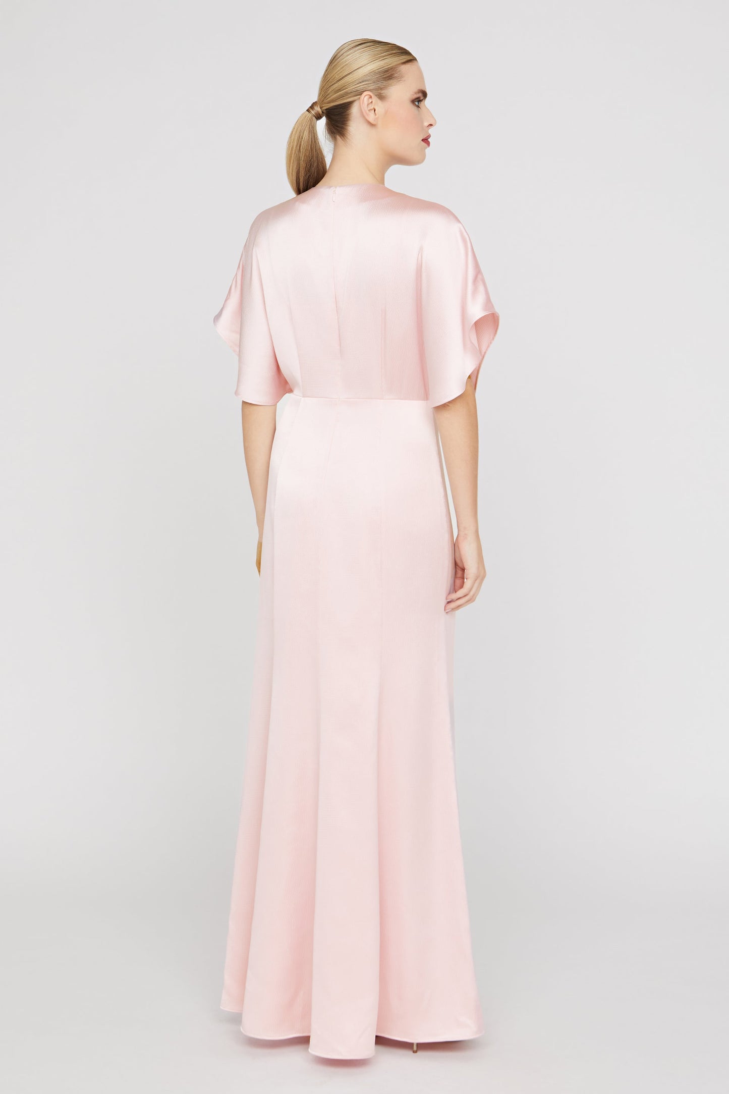 Kay Unger Dolman Sleeves Charmeuse Gown