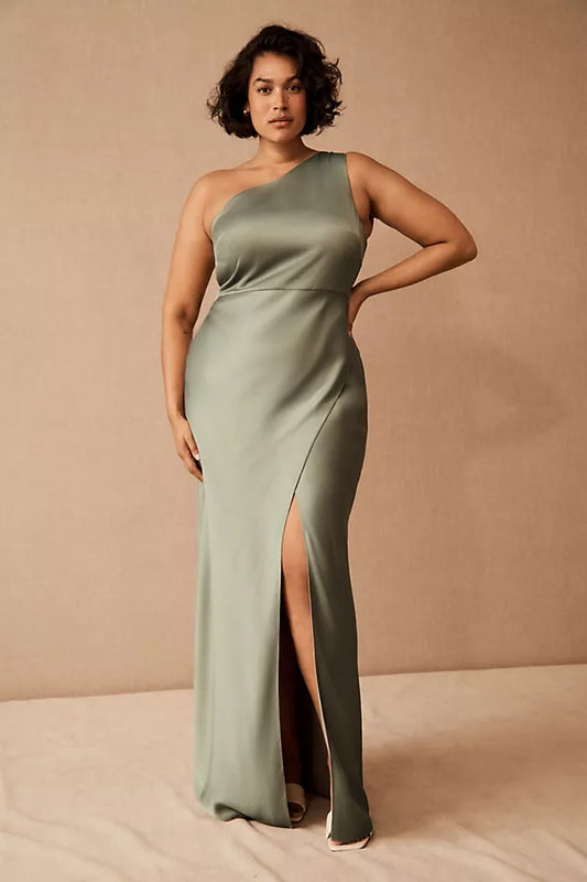 BHLDN One-Shoulder Satin Gown