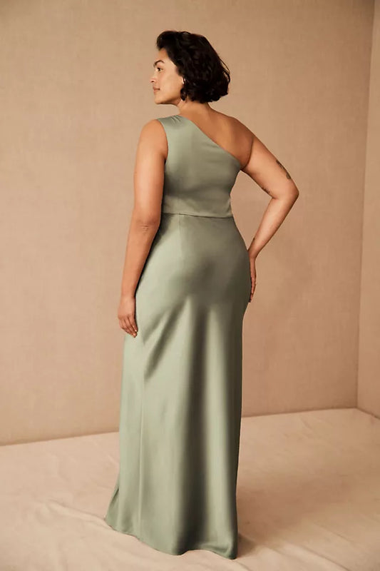 BHLDN One-Shoulder Satin Gown