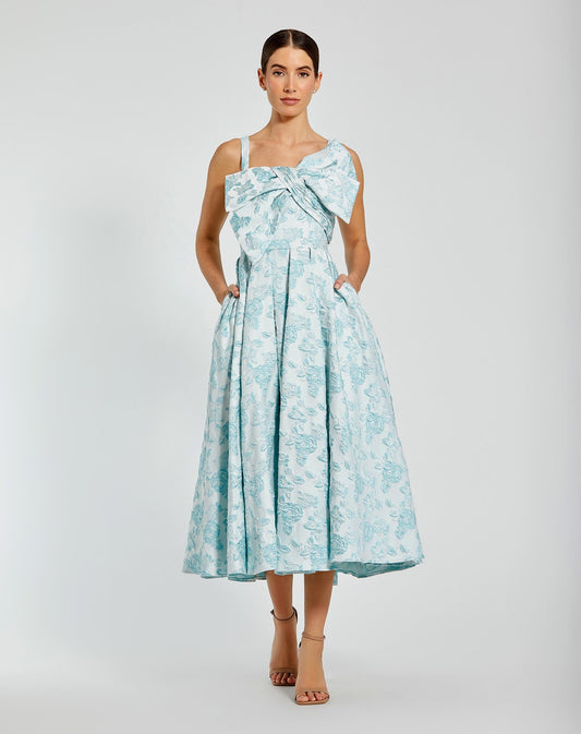 Mac Duggal Large Bow Brocade Dress