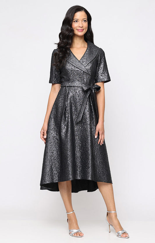 Alex Evenings Textured Jacquard Midi Shirt Dress