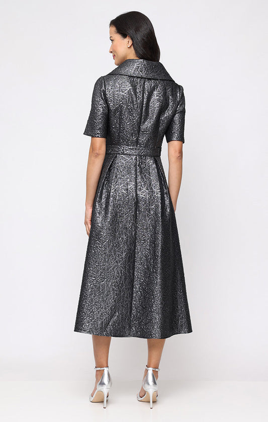 Alex Evenings Textured Jacquard Midi Shirt Dress