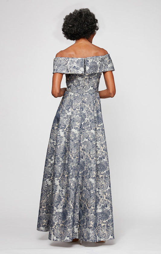 Alex Evenings Plus Size Off Shoulder Printed Gown