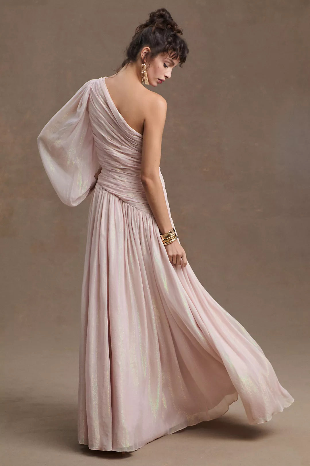 BHLDN One-Shoulder Asymmetrical-Waist Gown