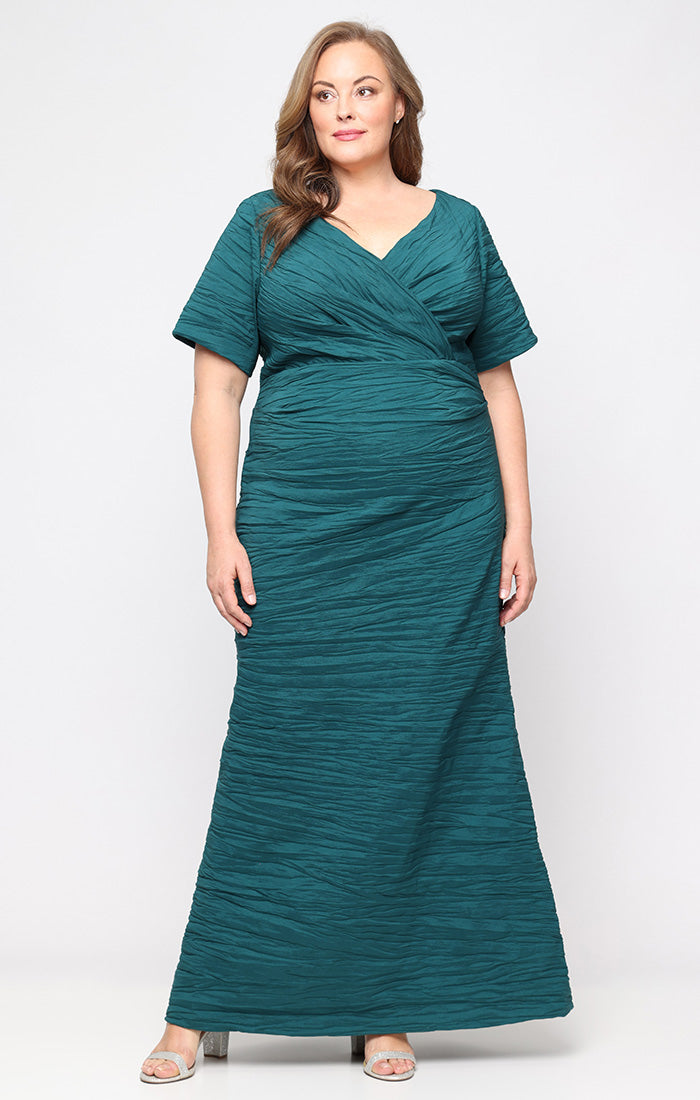 Alex Evenings Plus Size Cap Sleeve Taffeta Dress