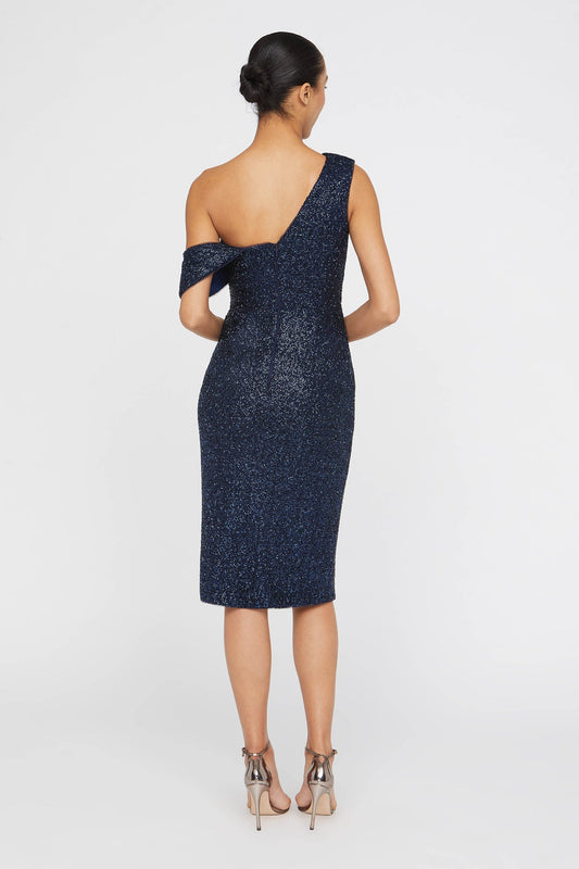 Theia One Shoulder Shimmer Cocktail Dress
