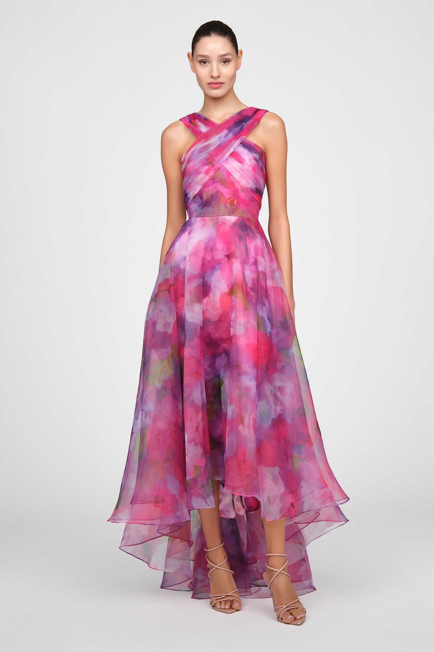 Theia Halter Style High Low Gown