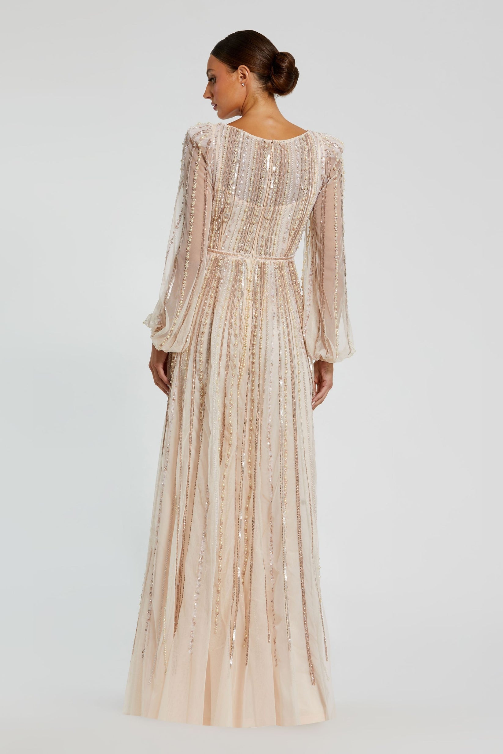 Mac Duggal Long Sleeve Gown With Pearl Beading MOTHER OF Mac Duggal Long Sleeve Gown With Pearl Beading MOTHER OF