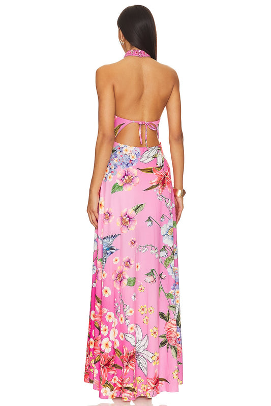 Revolve Floral Halter Style Maxi Dress