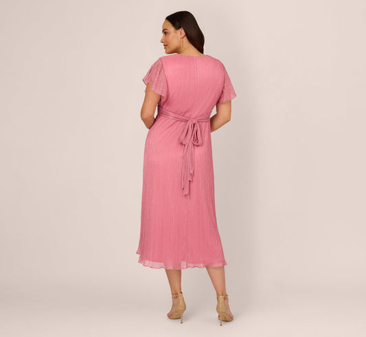 Adrianna Papell Plus Midi with Flutter Sleeves
