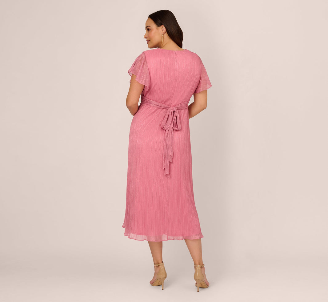 Adrianna Papell Women's Flutter Sleeved Surplice Jumpsuit Pink Size 10