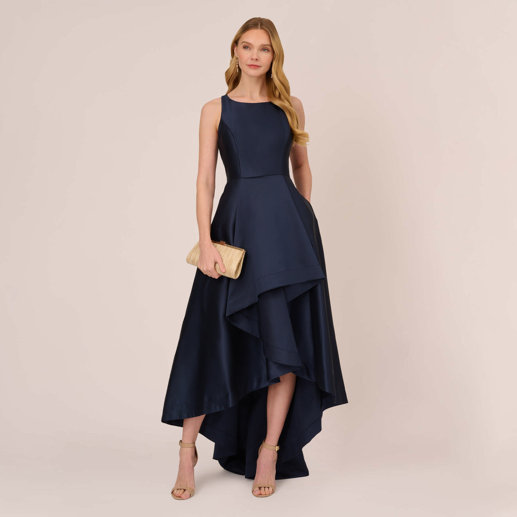 Adrianna Papell HIgh Low Mikado Gown