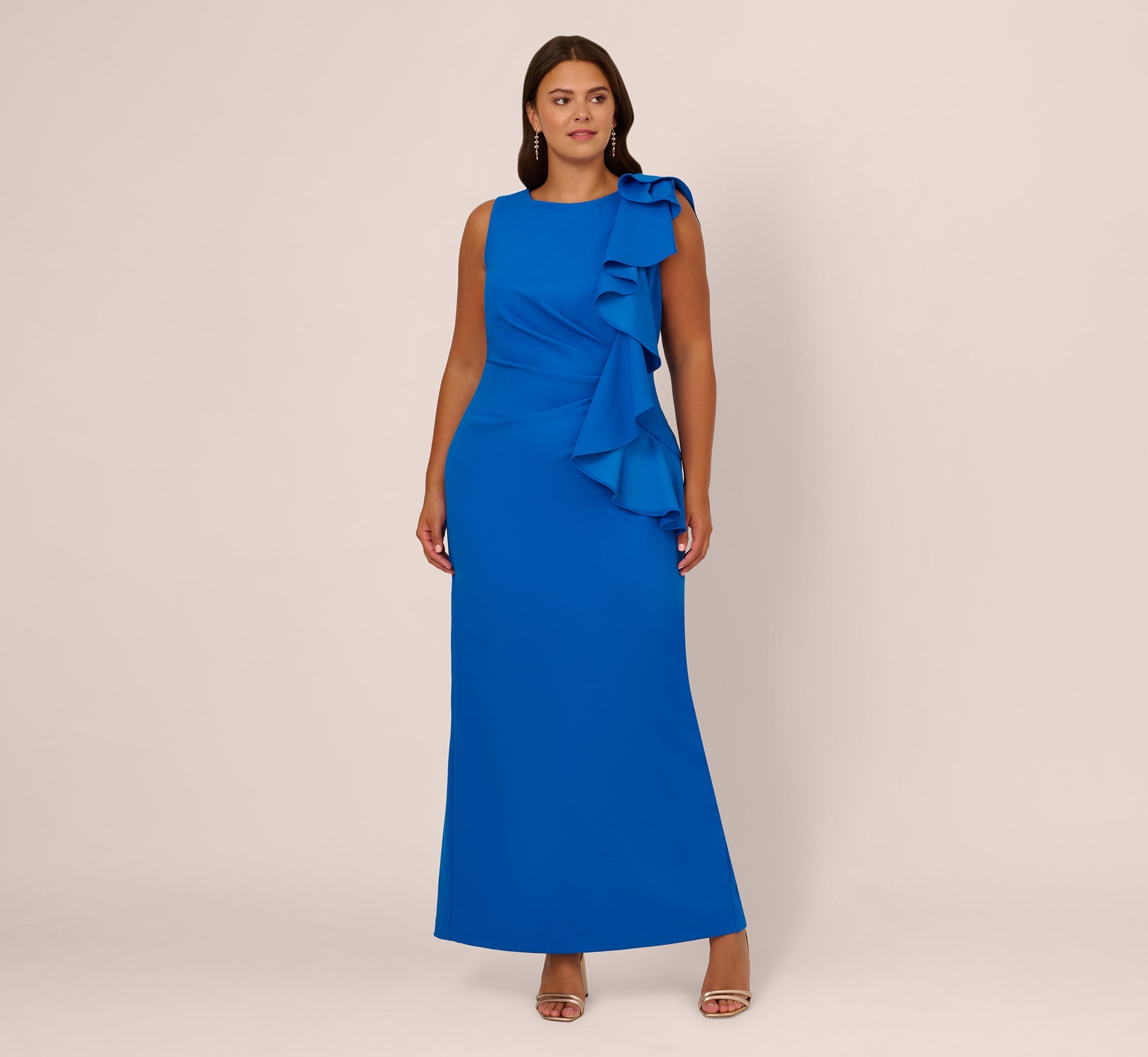 Adrianna papell plus size cascading ruffle gown best sale