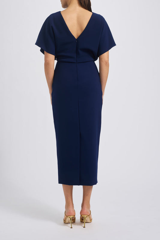 Amsale Draped Bias Midi Dress