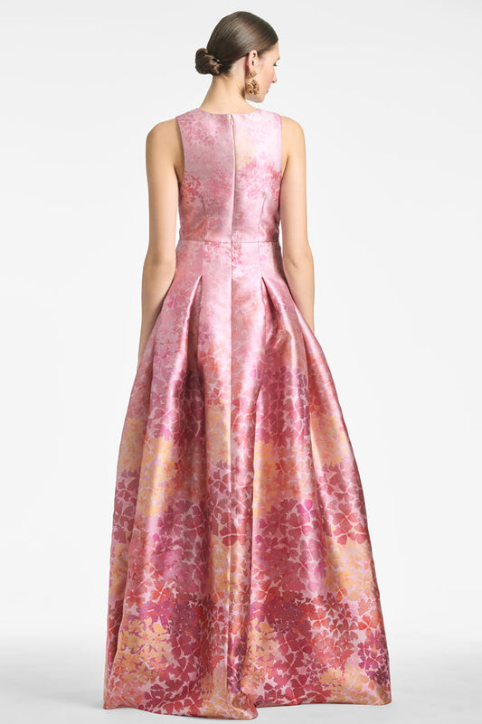 Sachin & Babi Sleeveless V-Neck Floral Gown