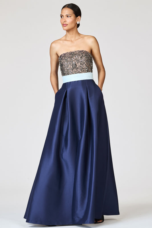 Sachin & Babi Strapless Crystal Encrusted Ballgown