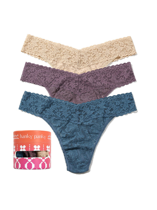 Hanky Panky Holiday 3-Pack Lace Thong