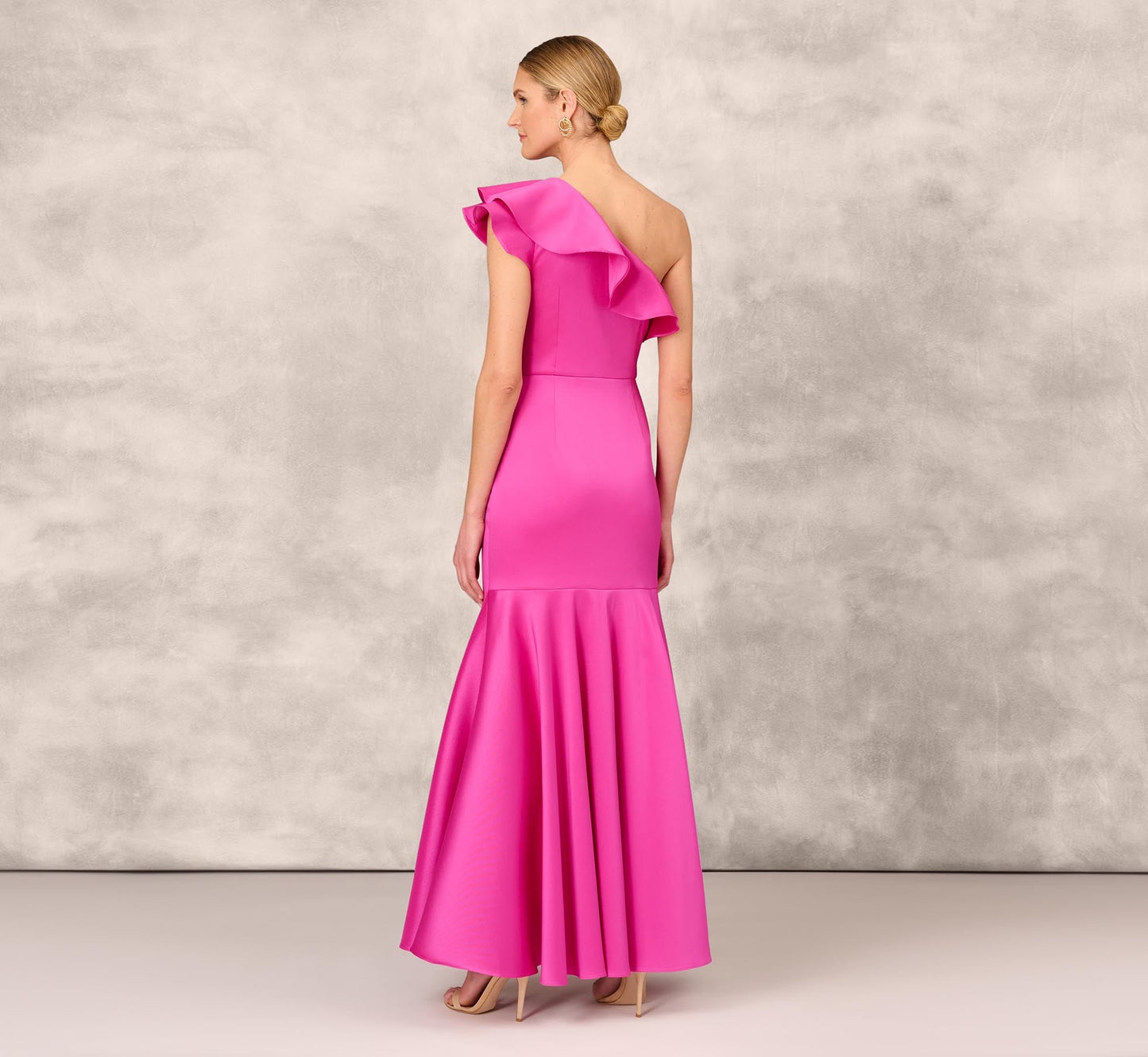 Adrianna Papell One Shoulder Ruffle Mermaid Gown