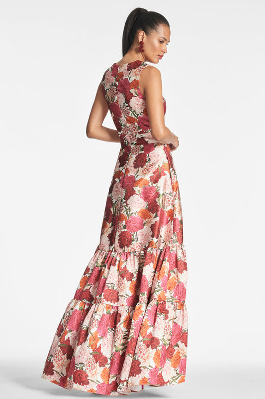 Sachin & Babi Floral Sleeveless A-Line Gown