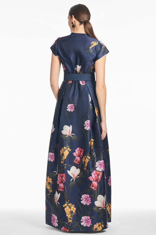 Sachin & Babi Banded Collar Floral Shirt Style Gown