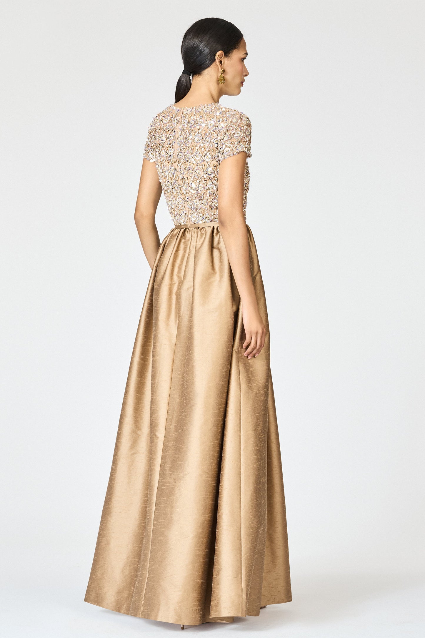 Sachin & Babi Embellished Short Sleeve Ball Gown