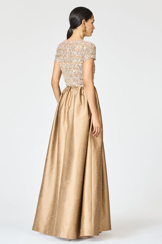Sachin & Babi Embellished Short Sleeve Ball Gown