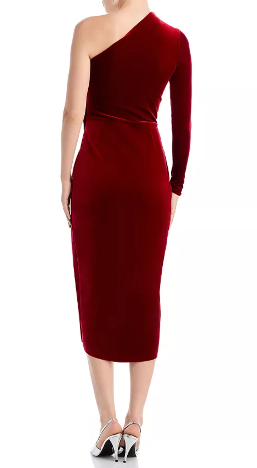 Chiara Boni La Petite Robe Velvet One Shoulder Dress