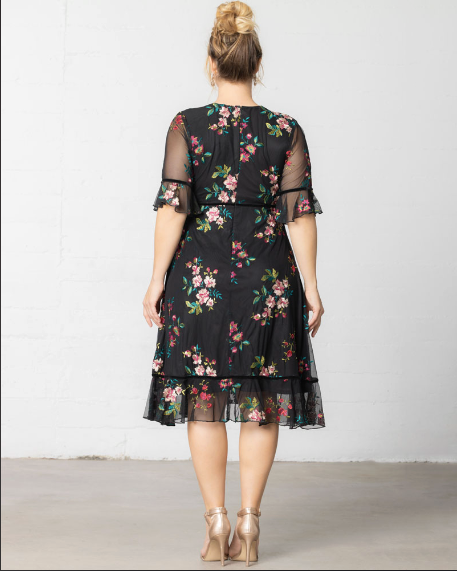 Kiyonna Plus Size Wildflower Embroidered Dress