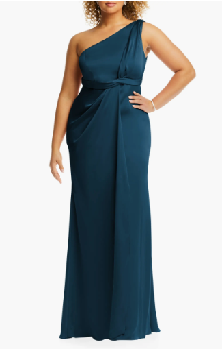 Dessy One Shoulder Satin Gown