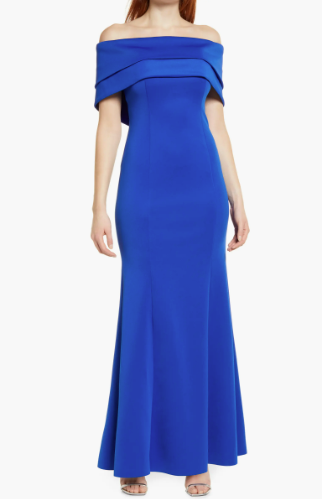 Vince Camuto Off the Shoulder Double Collar Gown