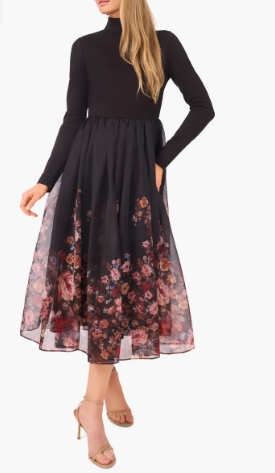 Ted Baker Floral Long Sleeve Mock Neck Dress