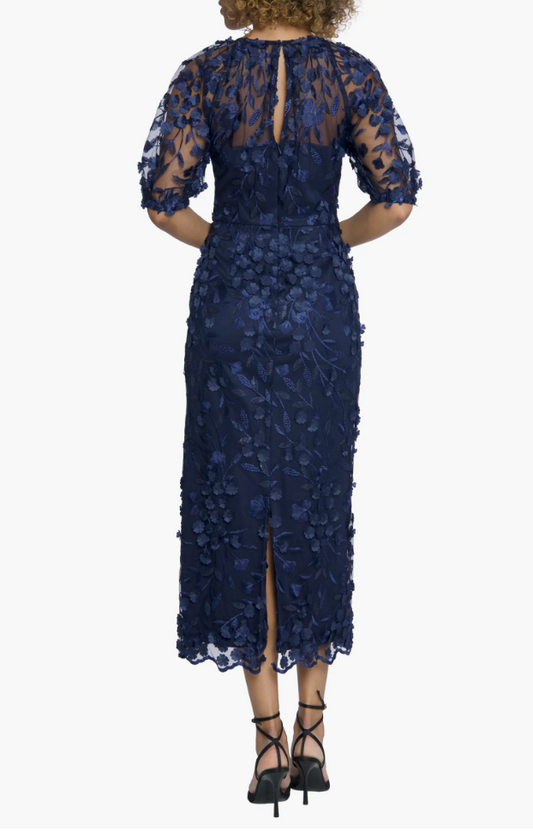 Maggy London Floral Appliqué Midi Dress