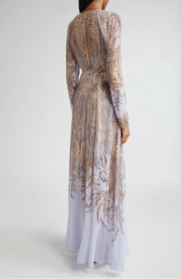 Zimmerman Paisley Long Sleeve Belted Maxi Dress
