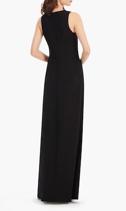 Emily Shalant Floral Appliqué Embellished Crepe Gown
