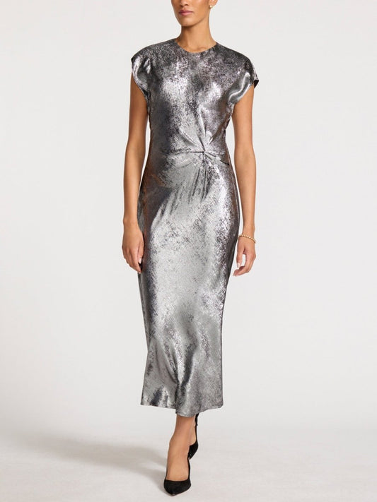 Brochu Walker Bias Cut Metallic Midi Dress